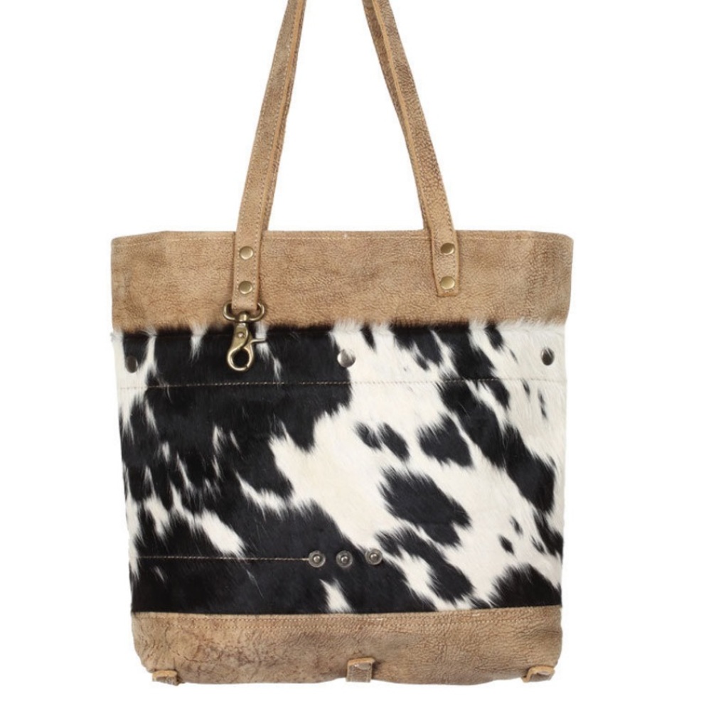 Genuine Leather and hair on tote bag - Picture 4 of 6